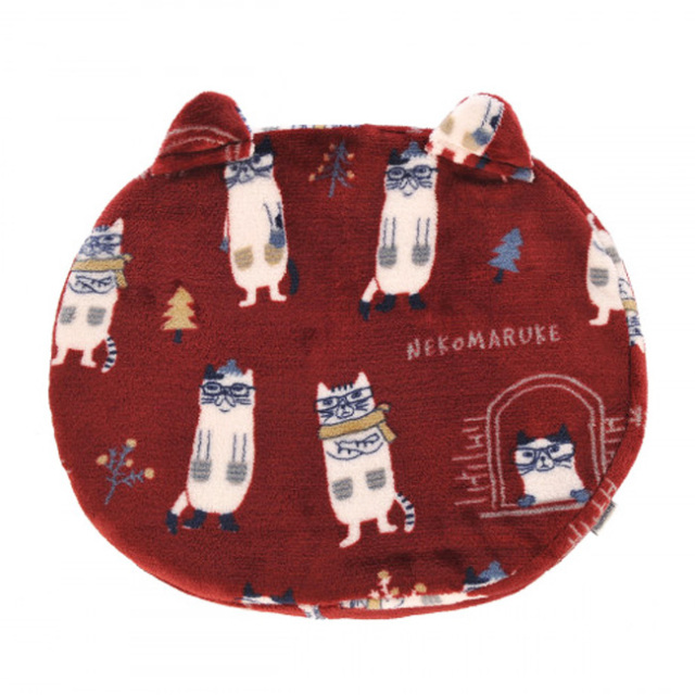 クスグルジャパン モケモケット シート座布団・低反発クッション ネコまるけ柄(レッド) kusuguru Japan