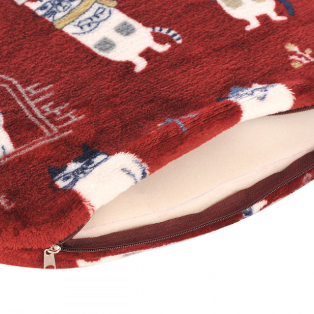 クスグルジャパン モケモケット シート座布団・低反発クッション ネコまるけ柄(レッド) kusuguru Japan ファスナー付き