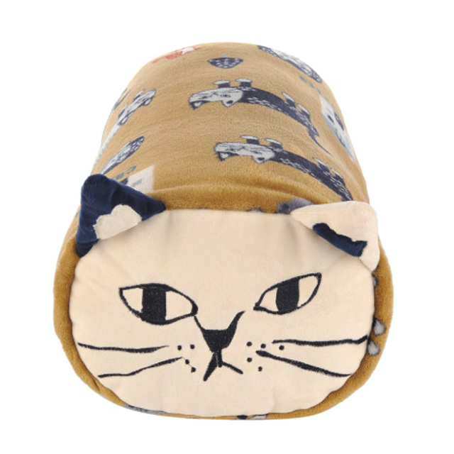 クスグルジャパン モケモケット 円筒クッション マチルダさん柄(マスタード) kusuguru Japan 正面