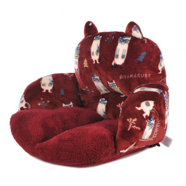 モケモケット 包まる座布団 ネコまるけ柄(レッド) kusuguru Japan
