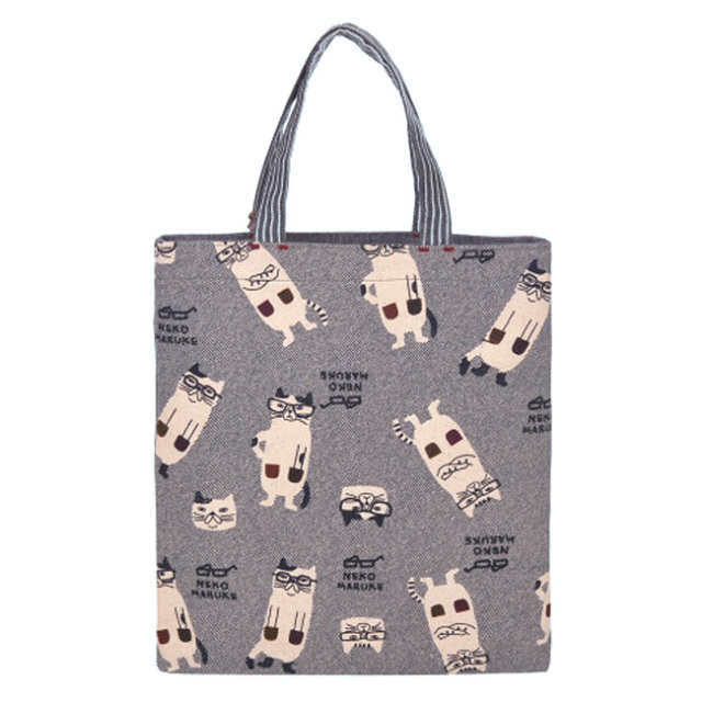 ネコまるけ 手提げバッグ(ネイビー) kusuguru Japan クスグルジャパン 背面