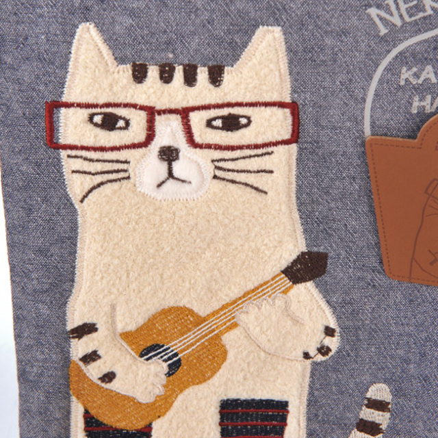 ネコまるけ 手提げバッグ(ネイビー) kusuguru Japan クスグルジャパン ネコザワさん正面