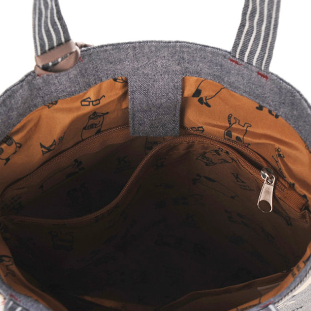 ネコまるけ 手提げバッグ(ネイビー) kusuguru Japan クスグルジャパン 内ポケット付き