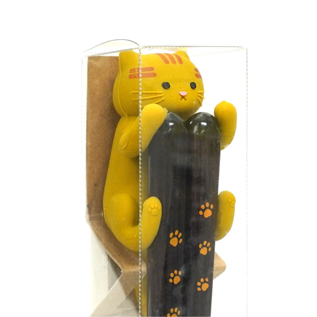 塗箸・箸置きセット だっこ猫 ちゃとら 長さ23cm 日本製 イシダ
