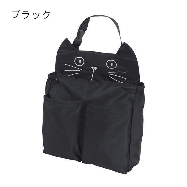 ネコミミマルチポケット ブラック 猫 車用シートバックポケット バッグインバッグ A905 noa family(ノアファミリー)