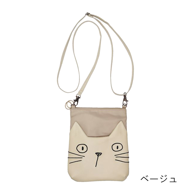 ネコミミダブルジップサコッシュ 猫 A889 noa family(ノアファミリー)
