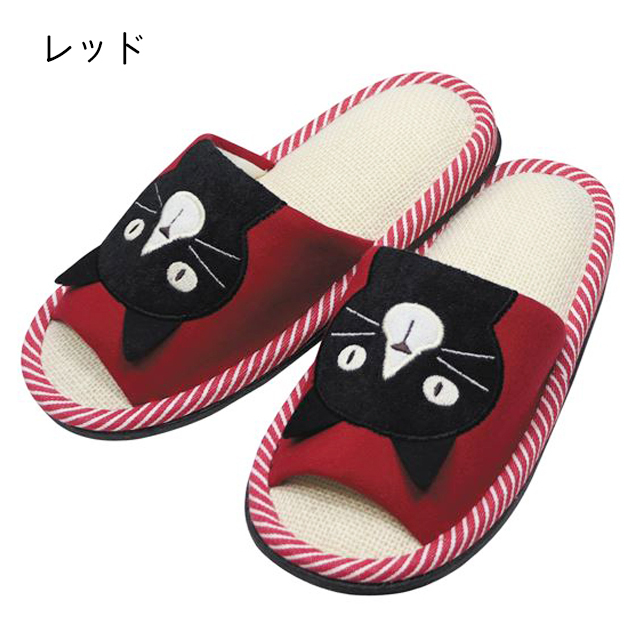 トリオキャットスリッパ 猫 ネコ H296 noa family(ノアファミリー) バリエーション レッド
