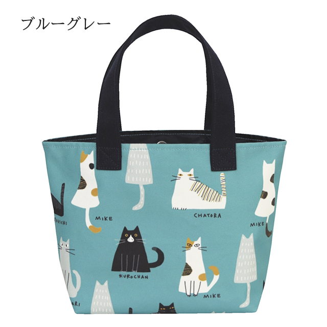 トートバッグ Funny cat ブルーグレー 猫 ネコ A924 noa family(ノアファミリー)