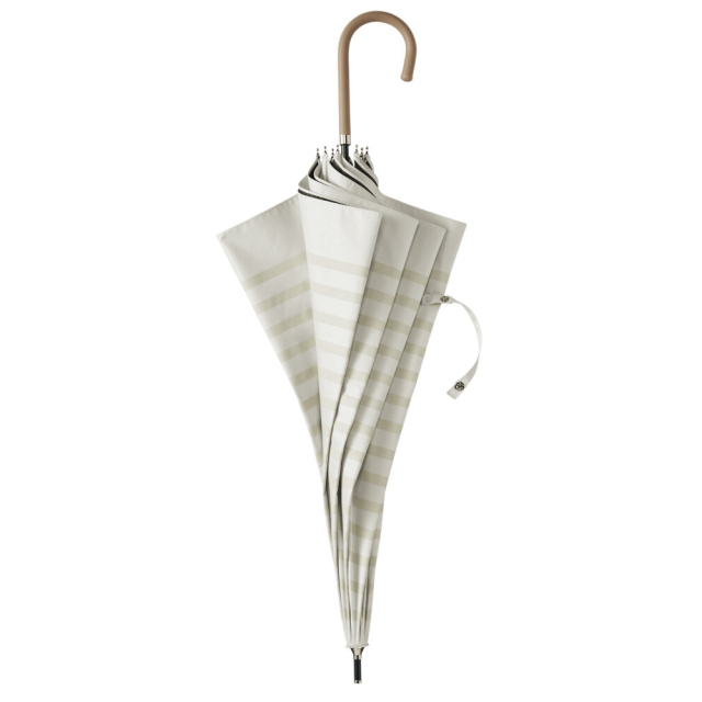 ビコーズ because 晴雨兼用傘 長傘 PUボーダー ホワイト BE-92367 傘を閉じた状態