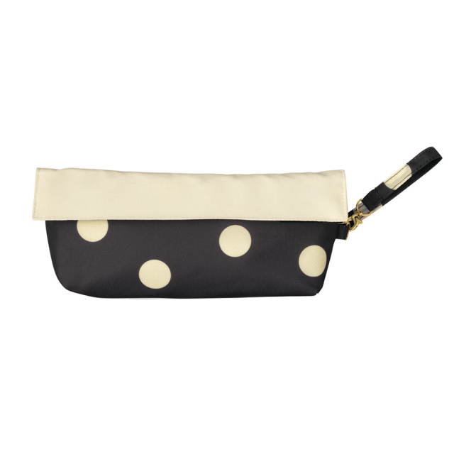 【雨傘】折傘 コンパクトポーチ ドット ミニ ホワイト BE-01074 傘を閉じた状態