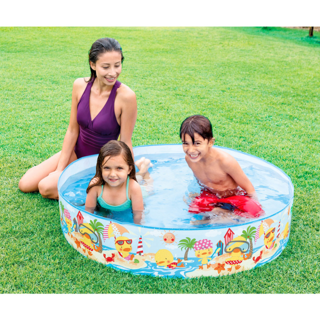 子供用ビニールプール ダッキングスナップセット かんたん空気栓 INTEX 使用風景