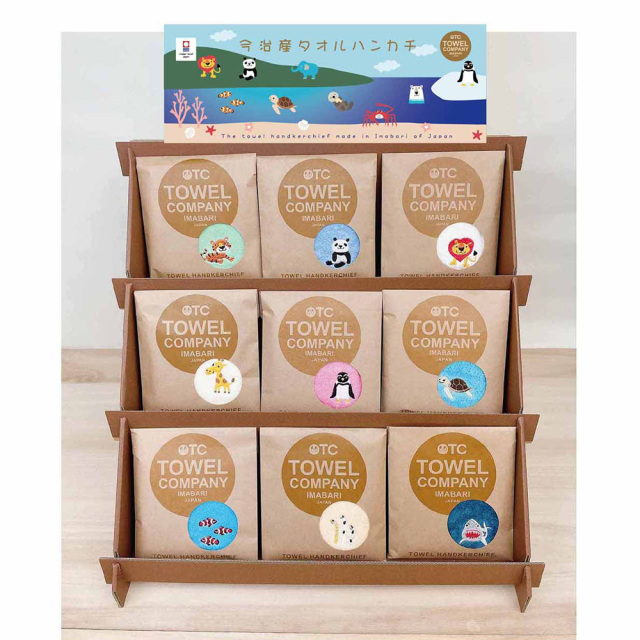 今治タオルハンカチ ワンポイント刺繍 ハイメン ディスプレイ風景