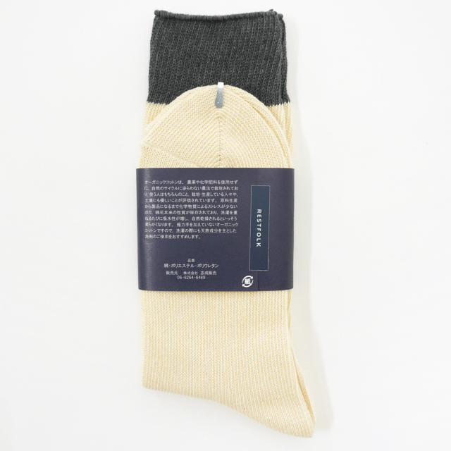 オーガニックコットン スムースソックス ナチュラル 靴下 コットン100% 日本製 RESTFOLK ラベル