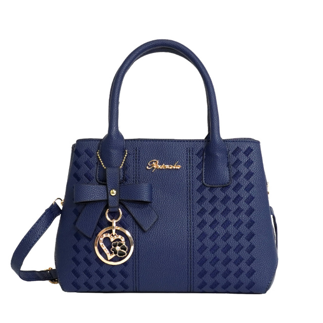 ハンドバッグ レディース ネイビー 2way ショルダーバック チャーム付き 