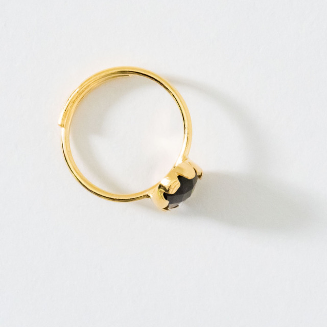 MESH リング ストーン(ブラック) フリーサイズ シルバー925 18Kゴールドコート 指輪 ポルトガル直輸入 上