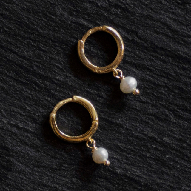 MESH パール・フープピアス【ゴールド】シルバー925 ポルトガル ジュエリー メッシュ