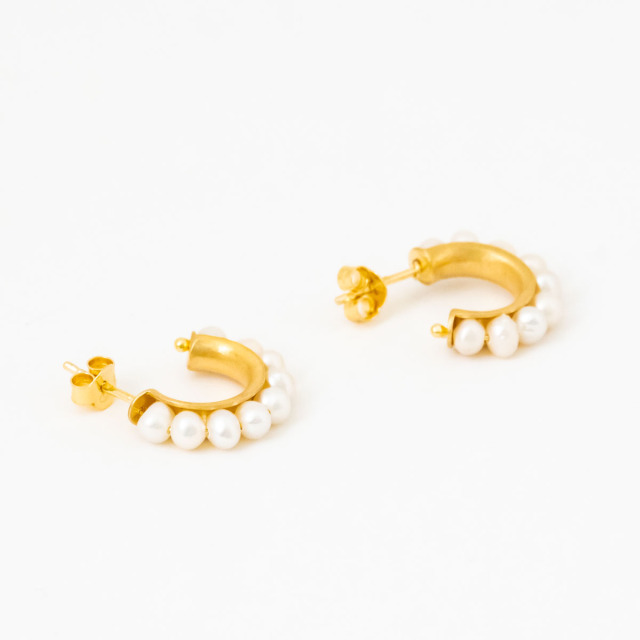 MESH パールミニフープ ピアス 18Kゴールドコート S925 ポルトガル直輸入 ARG0025MI Gold Earrings