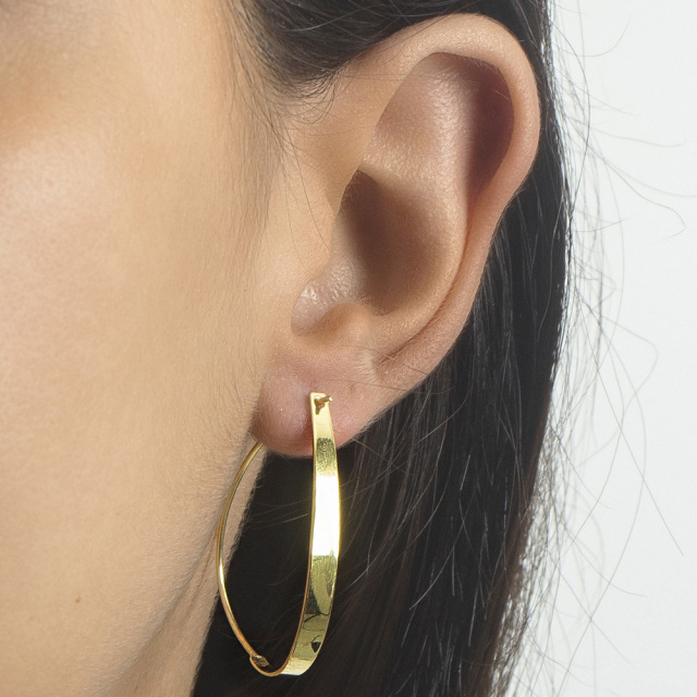 MESH ペアフープ ピアス 装着イメージアップ 18Kゴールドコート S925 ポルトガル直輸入 ARG0007 Gold Earrings