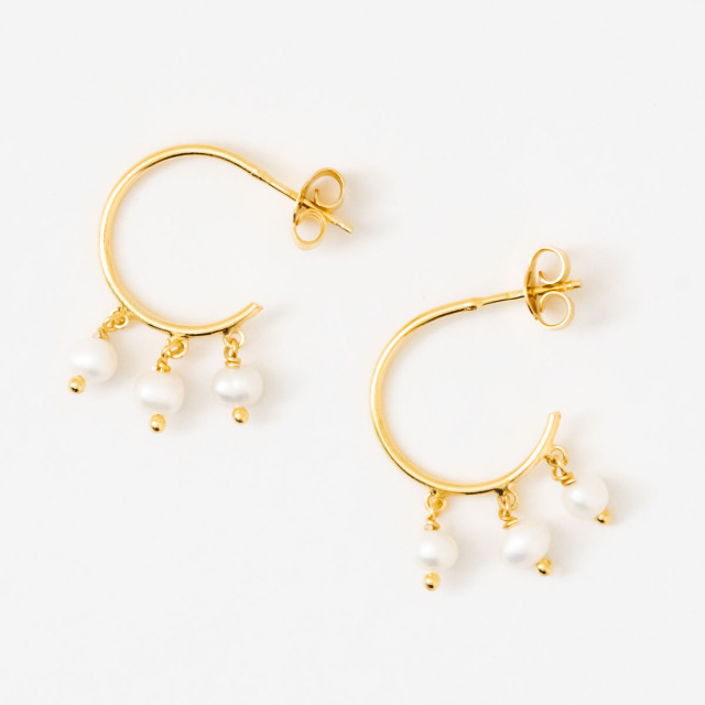 MESH マルチパールフープピアス 18Kゴールドコート S925 ポルトガル直輸入 ARG0037M Gold Earrings