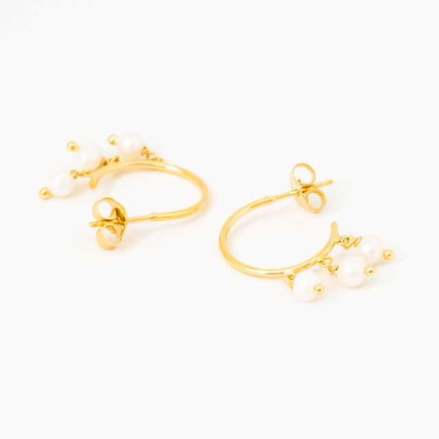 MESH マルチパールフープピアス 18Kゴールドコート S925 ポルトガル直輸入 ARG0037M Gold Earrings