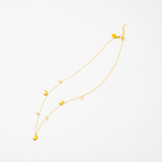 MESH ネックレス トスカ＆パール 最長43cm 18Kゴールドコート シルバー925 ポルトガル直輸入 COL0146MTP Gold Necklace 全体