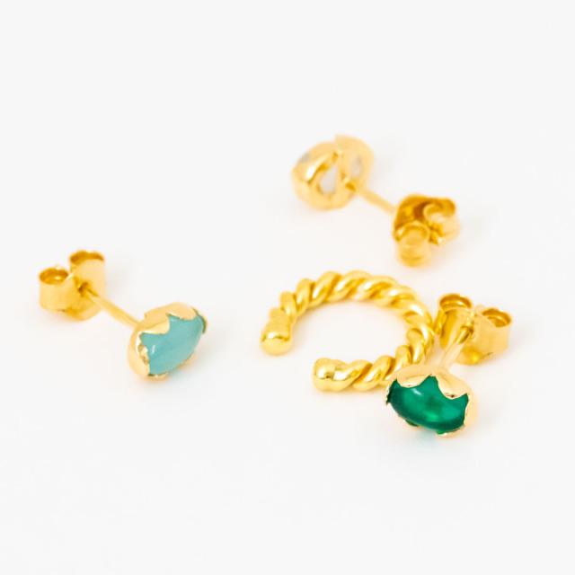 MESH スペクトラムセット(イヤーカフ1点・ピアス3点) 18Kゴールドコート シルバー925 ポルトガル直輸入 SET09 Gold Earrings