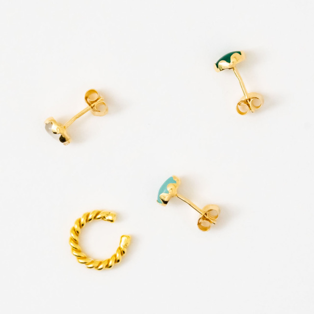 MESH スペクトラムセット(イヤーカフ1点・ピアス3点) 18Kゴールドコート シルバー925 ポルトガル直輸入 SET09 Gold Earrings