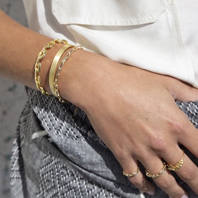 MESH タイインブレスレット 装着イメージ 18Kゴールドコート S925 ポルトガル直輸入 Gold Bracelet