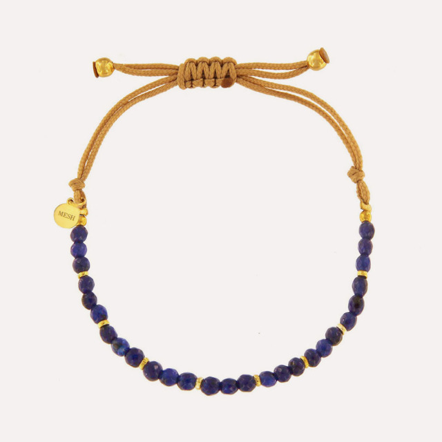 MESH ストーンブレスレット【ダークブルー】18Kゴールドコート シルバー925 ポルトガル直輸入 PUL0022A Gold Bracelet