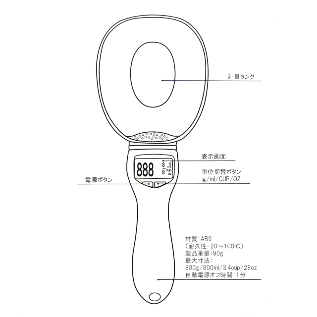 ペットフード 電子計量スプーン デジタルスケール 犬猫 製品仕様