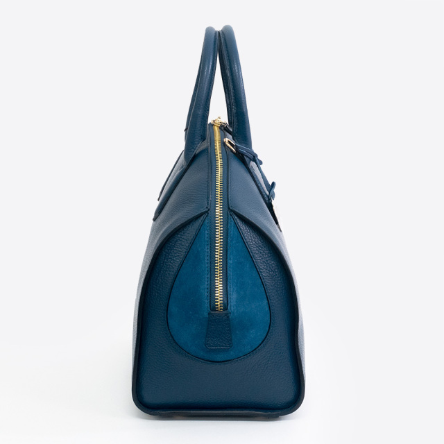 Bellini 本革 2WAYハンドバッグ ボルゲリ 側面 ネイビー イタリア直輸入 カーフレザー 牛革 FB001AGC