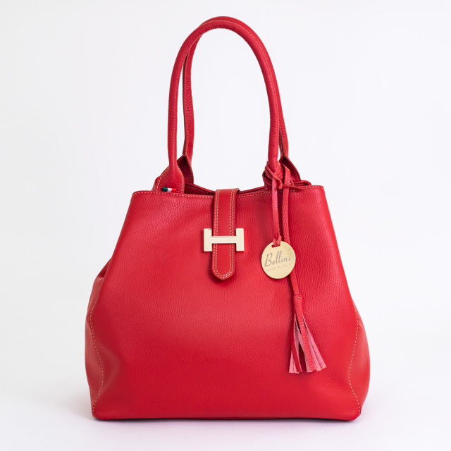 Bellini イタリア製 本革ハンドバッグ ヴァルデルササッチェル レッド