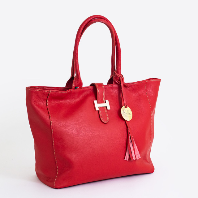 Bellini イタリア製 本革ハンドバッグ ヴァルデルササッチェル レッド