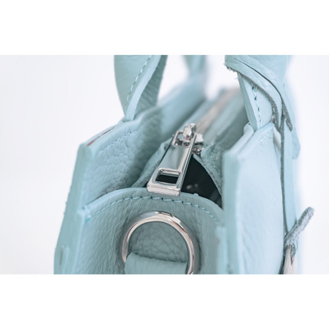 Bellini イタリア製 キルティング本革ハンドバッグ アズール レザー