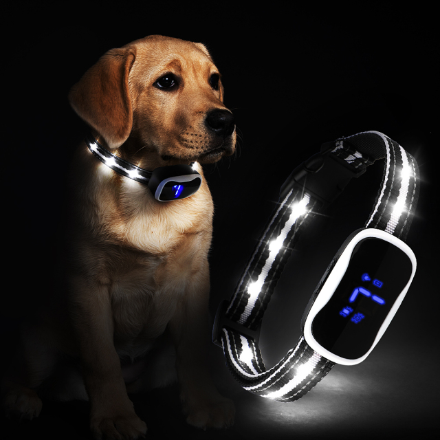 無駄吠え防止首輪 LED付 (ブラック) は光る首輪として使用可能