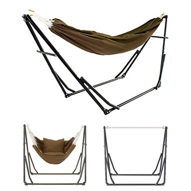【新品】シフラス3wayハンモック生地　ブラウン&自立式スタンド 新品】シフラス3wayハンモック生地 ブラウン&自立式スタンド