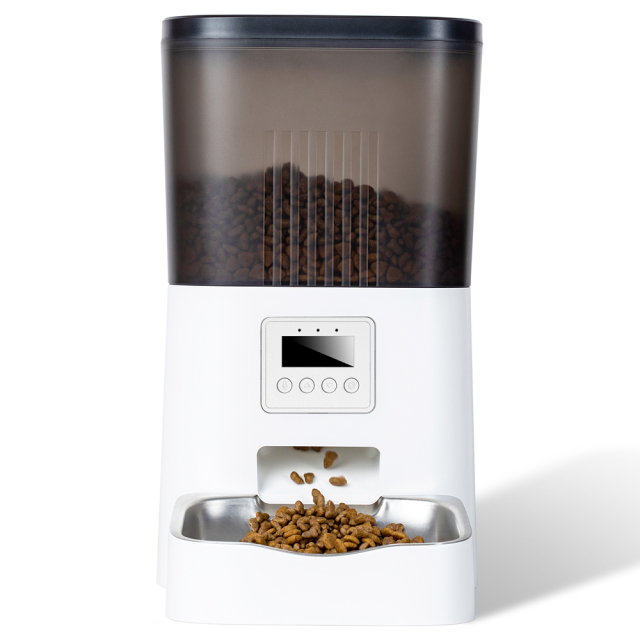 ペット用自動給餌器 ステンレス皿付 4L (小～中型犬・猫) 本体正面