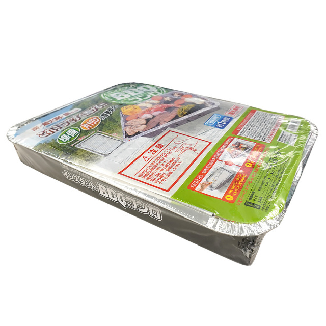 インスタントBBQバーベキューコンロ 炭・着火剤・網セットのパッケージ側面