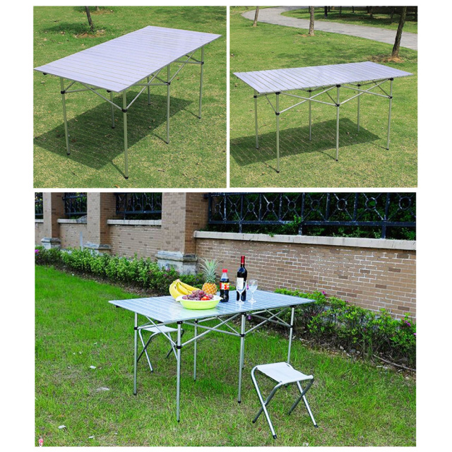 ロールテーブル キャンプ ピクニック ロール式天板 使用イメージ