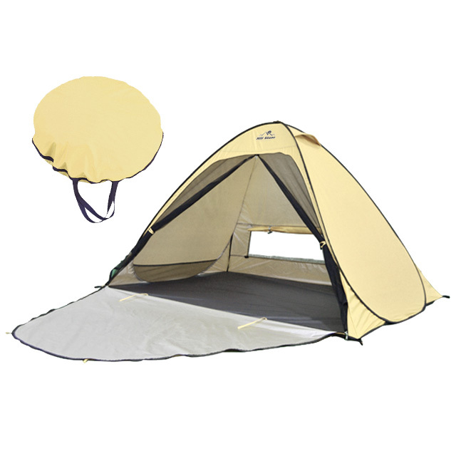ビーチテント ベージュ ポップアップテント アウトドア キャンプ UVカット メッシュシート