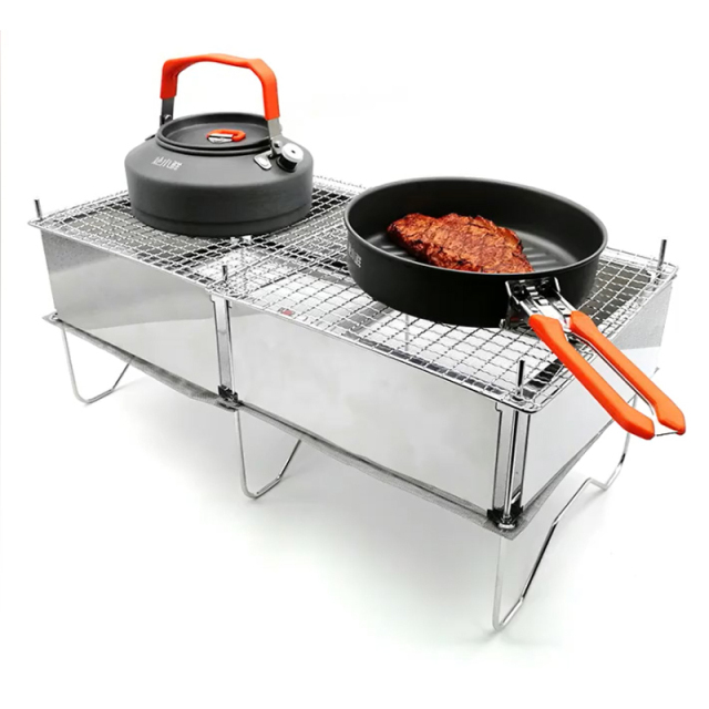 組立式バーベキューグリル 焚き火台 キャンプストーブ BBQ 連結可能