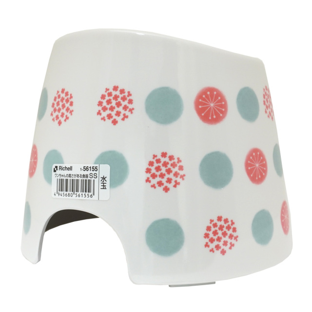 ワンちゃんの高さがある食器 犬用フードボウル SS 水玉柄 別角度撮影