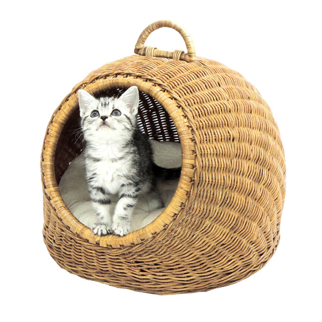 猫用ベッド ニャンともラタン にゃんドーム 通気性バツグン 天然の籐手編み ラタンハウス ペッツルート