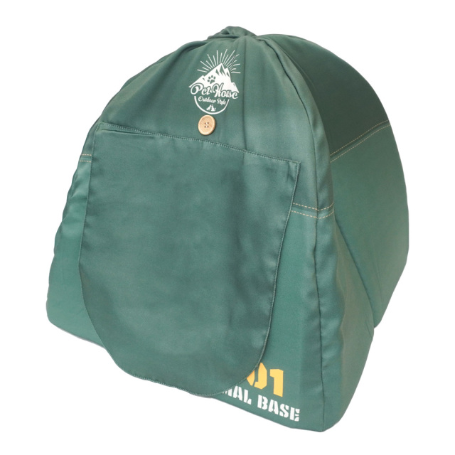 ペットハウス キャンプテント型 犬猫・小動物用 グリーン おもしろ インスタ映え T&S 遮光機能