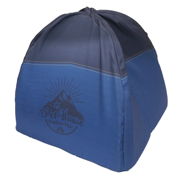 ペットハウス キャンプテント型 犬猫・小動物用 ネイビー おもしろ インスタ映え T&S テント裏側