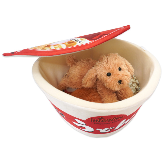 ペットベッド カップ麺 犬猫 小動物用 ペットハウス 赤のうどん 秋冬用 おもしろ インスタ映え T S