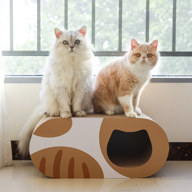 猫用 爪とぎダンボールベッド ソファ 楕円形 HEBENA