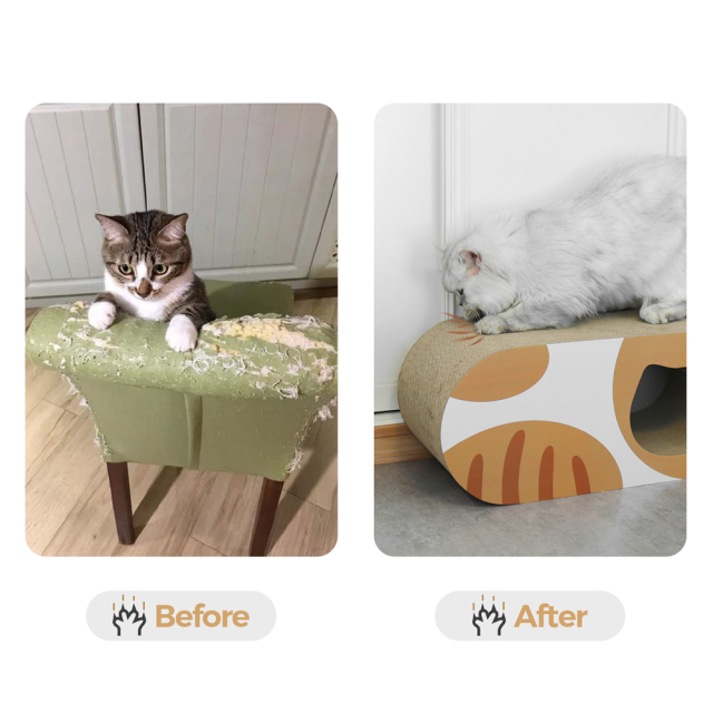 猫用 爪とぎダンボール猫ハウス トンネル型 HEBENA 家具を守る