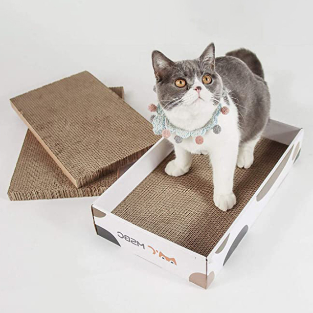猫用 爪とぎダンボールBOX 3枚セット HEBENA 爪磨き部分の入れ替え可能
