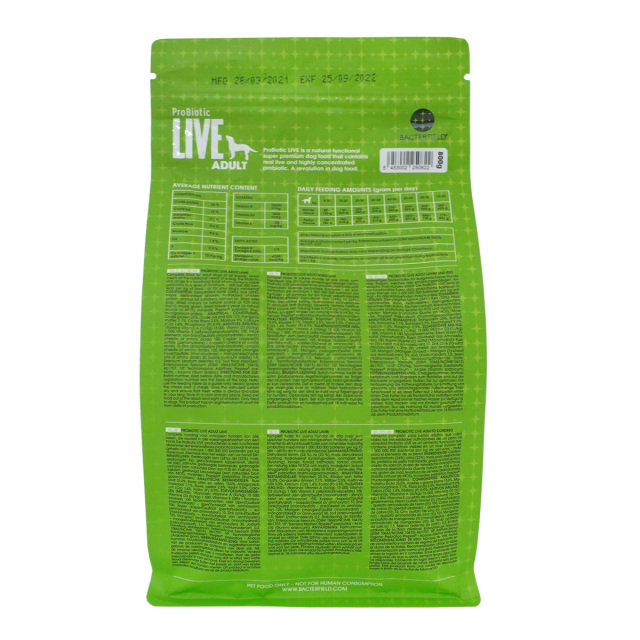 ProBiotic LIVE ラム800g 全犬種 成犬用 プロバイオティック ライブ ドッグフード裏面 BACTERFIELD